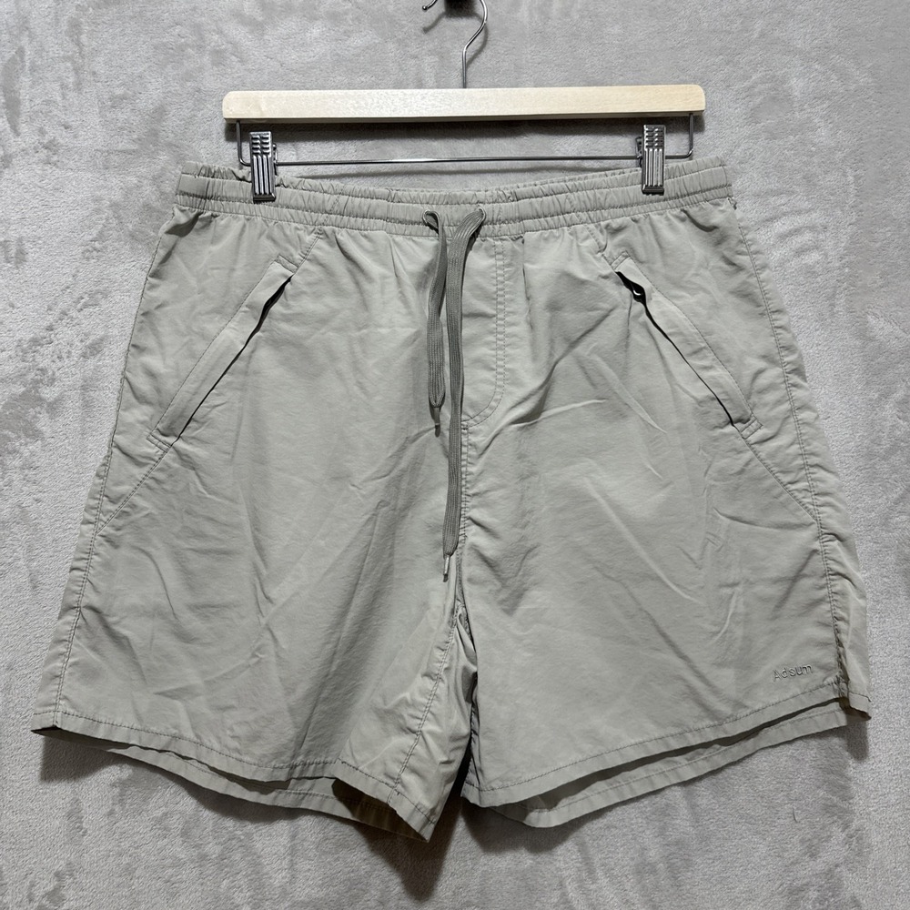 Adsum Short Men's L Beige Elastic Waist Drawstring Zippered Pockets Regular